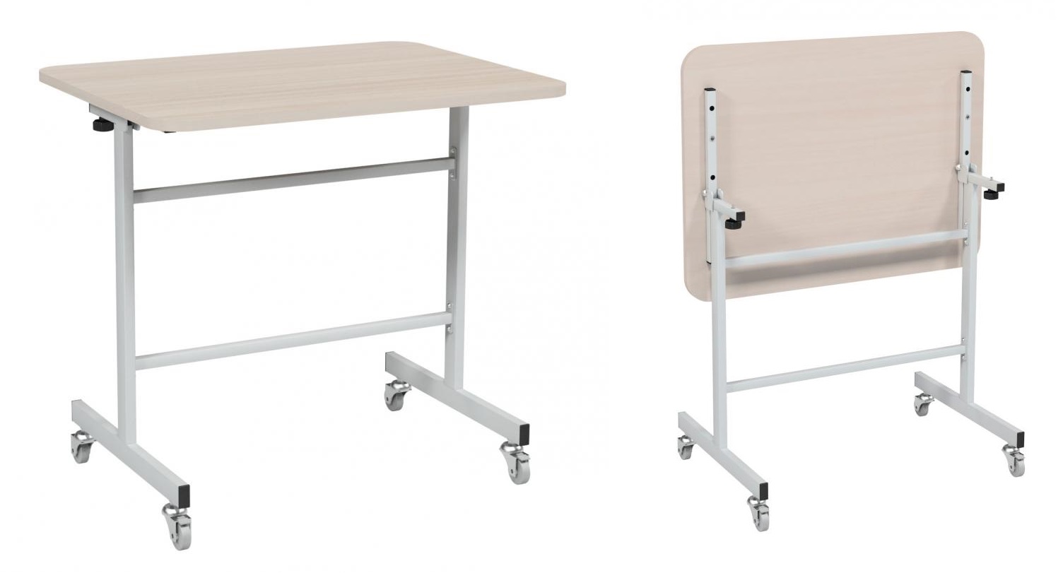 Розкладний стіл з вмонтованими меблевими колесами, мобільний, каркас - металева труба, АЛМАНТ, 800х600х1050 мм.